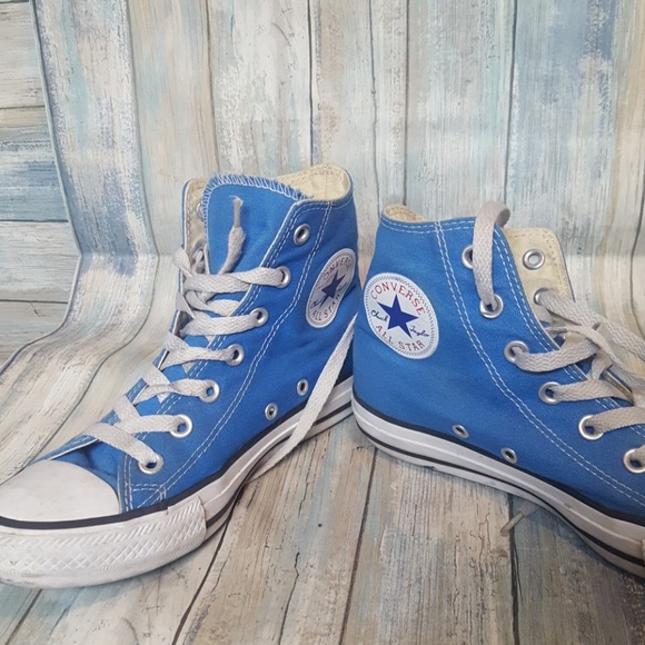 bright blue converse high tops